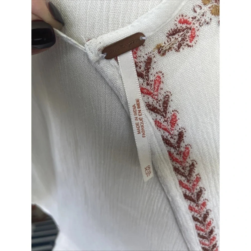 Free People Sunrise Wanderer Mini Embroidered Dress With Pockets Oversized XS